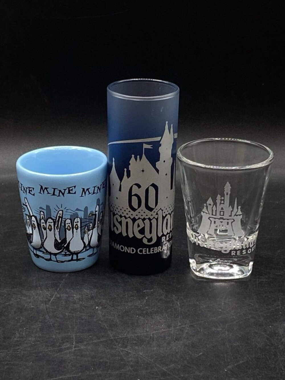 Disney 3 Shot Glasses Finding Nemo 60 Diamond Anniversary Disneyland